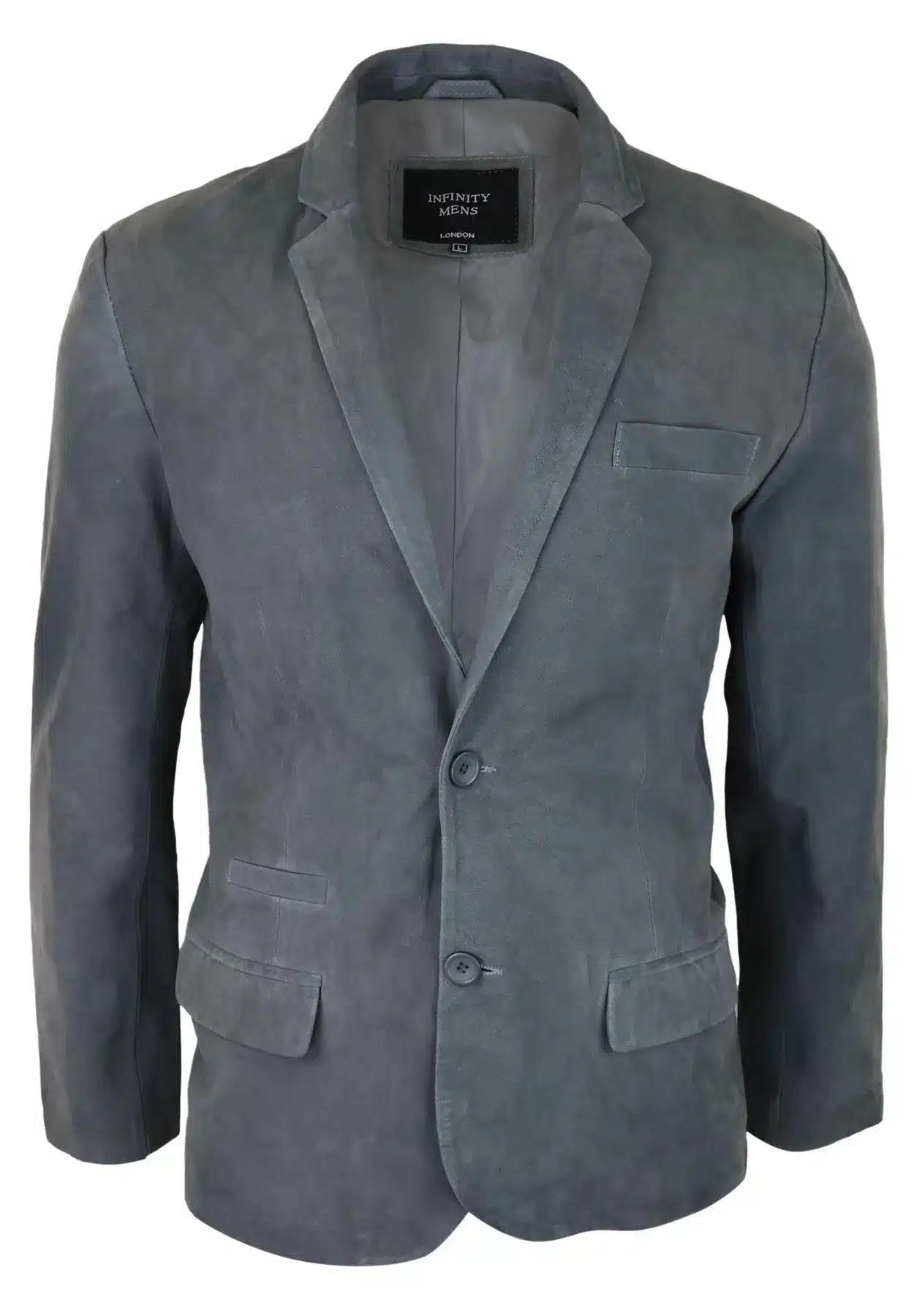 Muška jakna od prave antilop kože, klasična vintage elegantna ležerna, siva