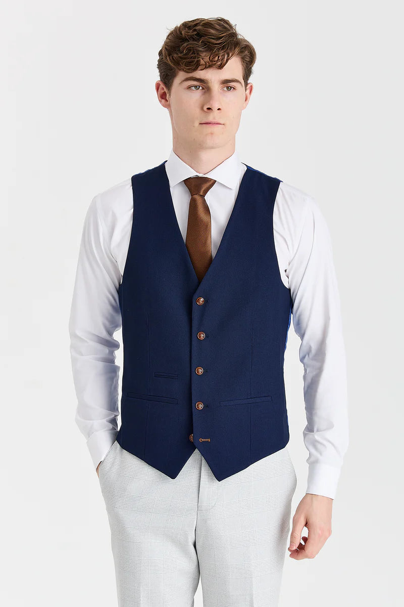 Odijelo Mark Stone s kontrastnim Mayfair mornarsko plavim prslukom