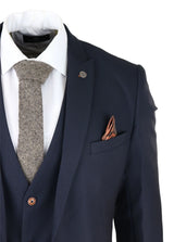 Muško trodijelno tamnoplavo odijelo Birdseye Slim Fit Marc Darcy Max Classic 1920s Vintage