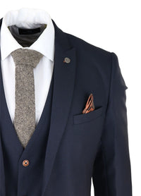 Muško trodijelno tamnoplavo odijelo Birdseye Slim Fit Marc Darcy Max Classic 1920s Vintage