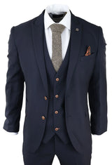 Muško trodijelno tamnoplavo odijelo Birdseye Slim Fit Marc Darcy Max Classic 1920s Vintage