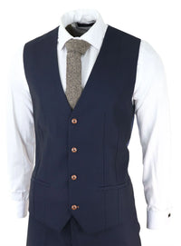 Muško trodijelno tamnoplavo odijelo Birdseye Slim Fit Marc Darcy Max Classic 1920s Vintage