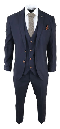 Muško trodijelno tamnoplavo odijelo Birdseye Slim Fit Marc Darcy Max Classic 1920s Vintage