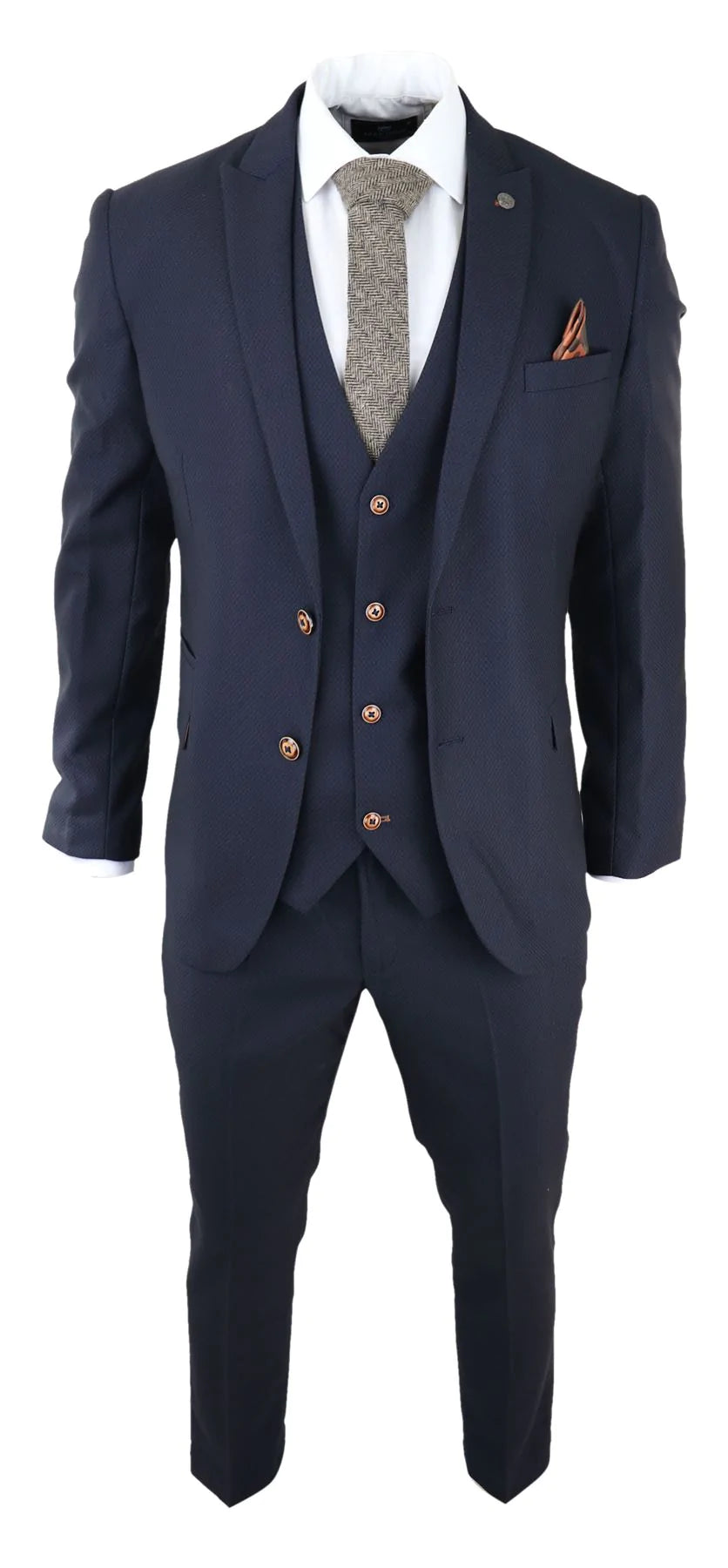 Muško trodijelno tamnoplavo odijelo Birdseye Slim Fit Marc Darcy Max Classic 1920s Vintage