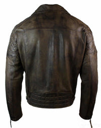 Prava kožna vintage isprana smeđa crna bordo plava drvena muška bajkerska jakna s križnim patentnim zatvaračem retro ležerna - smeđa