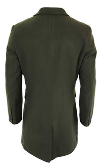 Muški klasični vuneni dugi kaput - maslinastozeleni