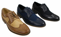 Muške brogue kožne cipele talijanskog dizajnera elegantne ležerne smeđe crne tamnoplave retro