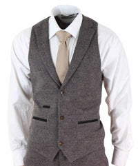 Muško smeđe karirano odijelo od tvida s 3 dijela - STZ17