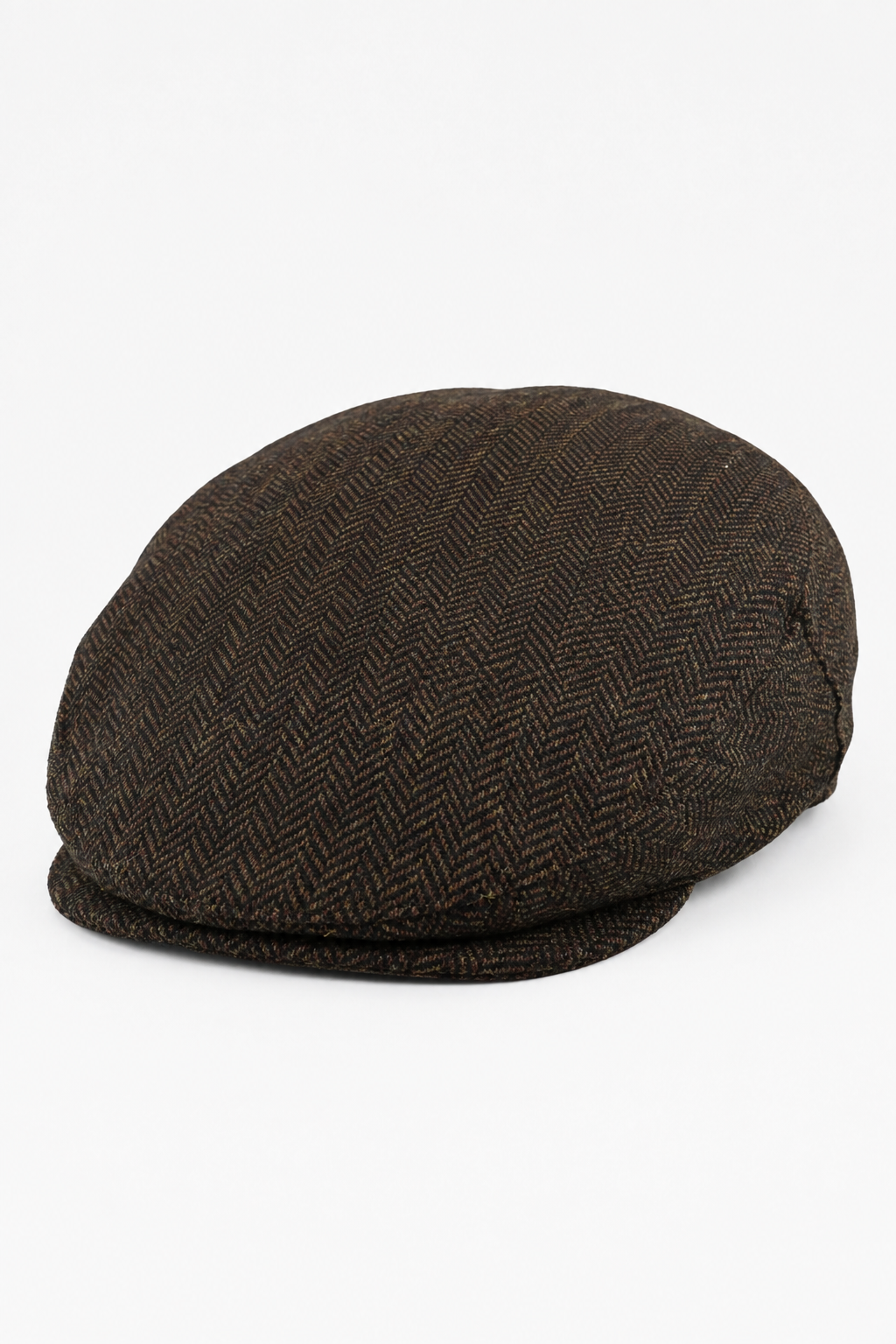 Muška ravna kapa od vune, smeđi tvid s uzorkom riblje kosti, klasična uniseks kapa iz 1920-ih, Del Boy