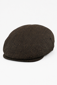 Muška ravna kapa od vune, smeđi tvid s uzorkom riblje kosti, klasična uniseks kapa iz 1920-ih, Del Boy
