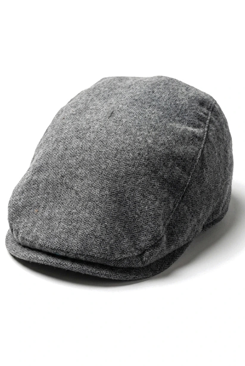 Muški šešir Baker Boy, 8 panela, Grandad Tweed, sivo-riblja boja, vintage