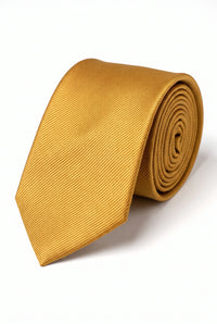Muška tanka jednobojna kravata zlatne boje