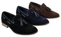 Muške talijanske slip-on cipele za vožnju, mokasine, rese, antilop, koža, plave, crne, smeđe