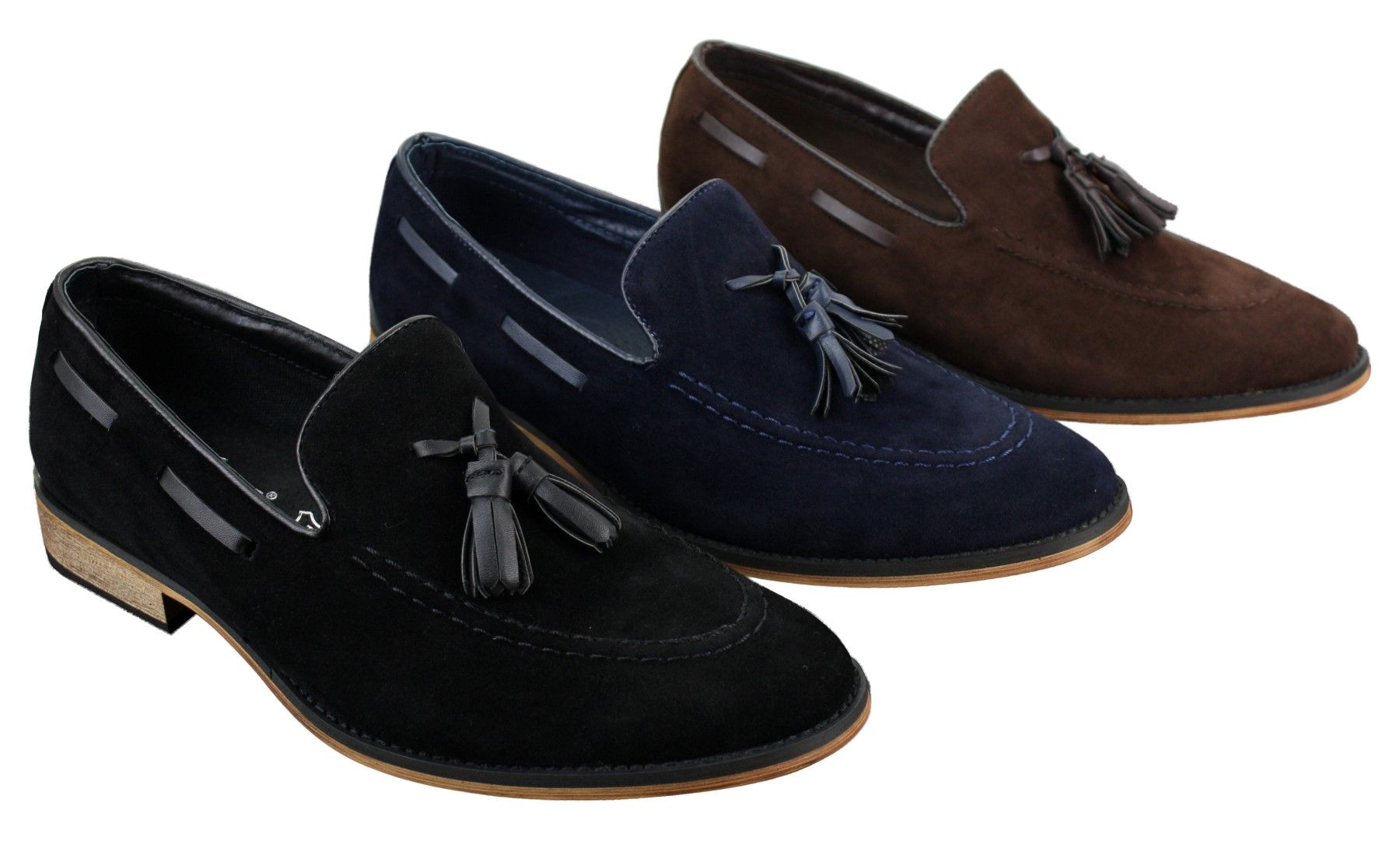 Muške talijanske slip-on cipele za vožnju, mokasine, rese, antilop, koža, plave, crne, smeđe
