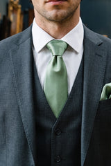 Muški set kravate boje kadulje zelene