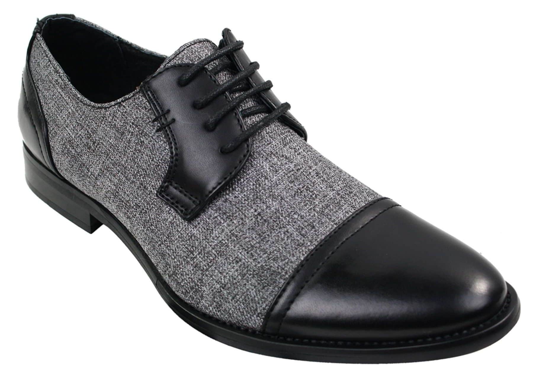 Muške elegantne ležerne cipele s vezicama od tvida i kože, vintage retro
