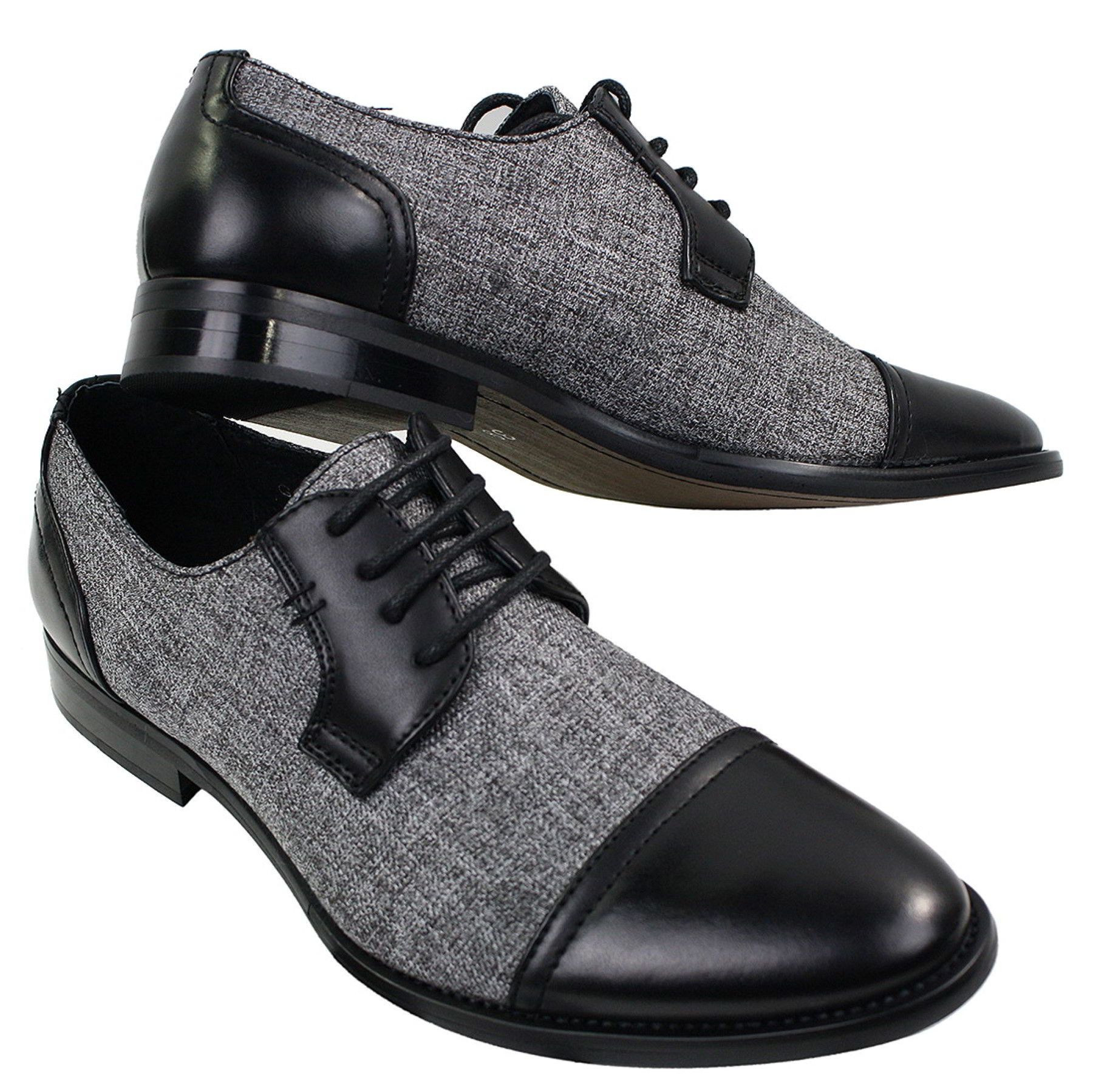 Muške elegantne ležerne cipele s vezicama od tvida i kože, vintage retro