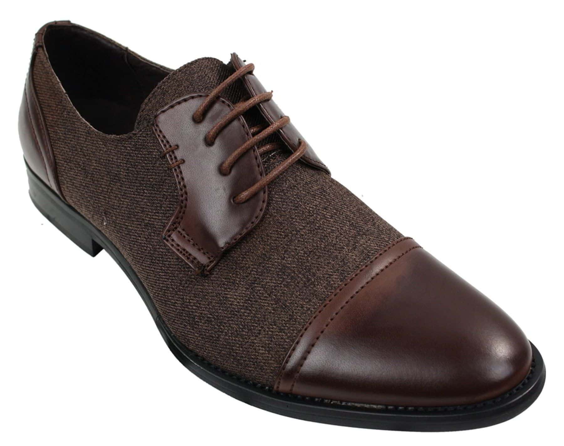 Muške elegantne ležerne cipele s vezicama od tvida i kože, vintage retro