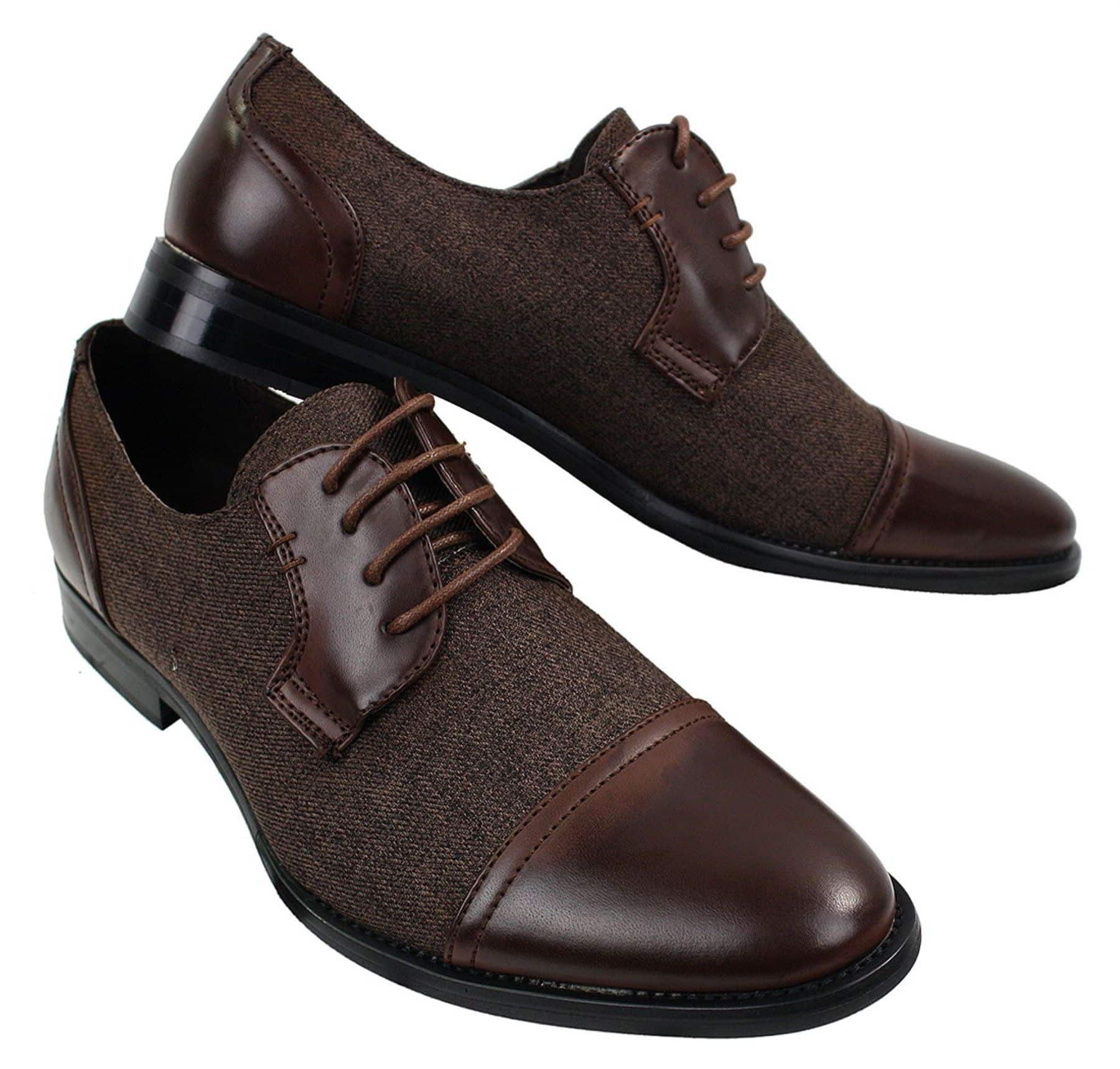Muške elegantne ležerne cipele s vezicama od tvida i kože, vintage retro