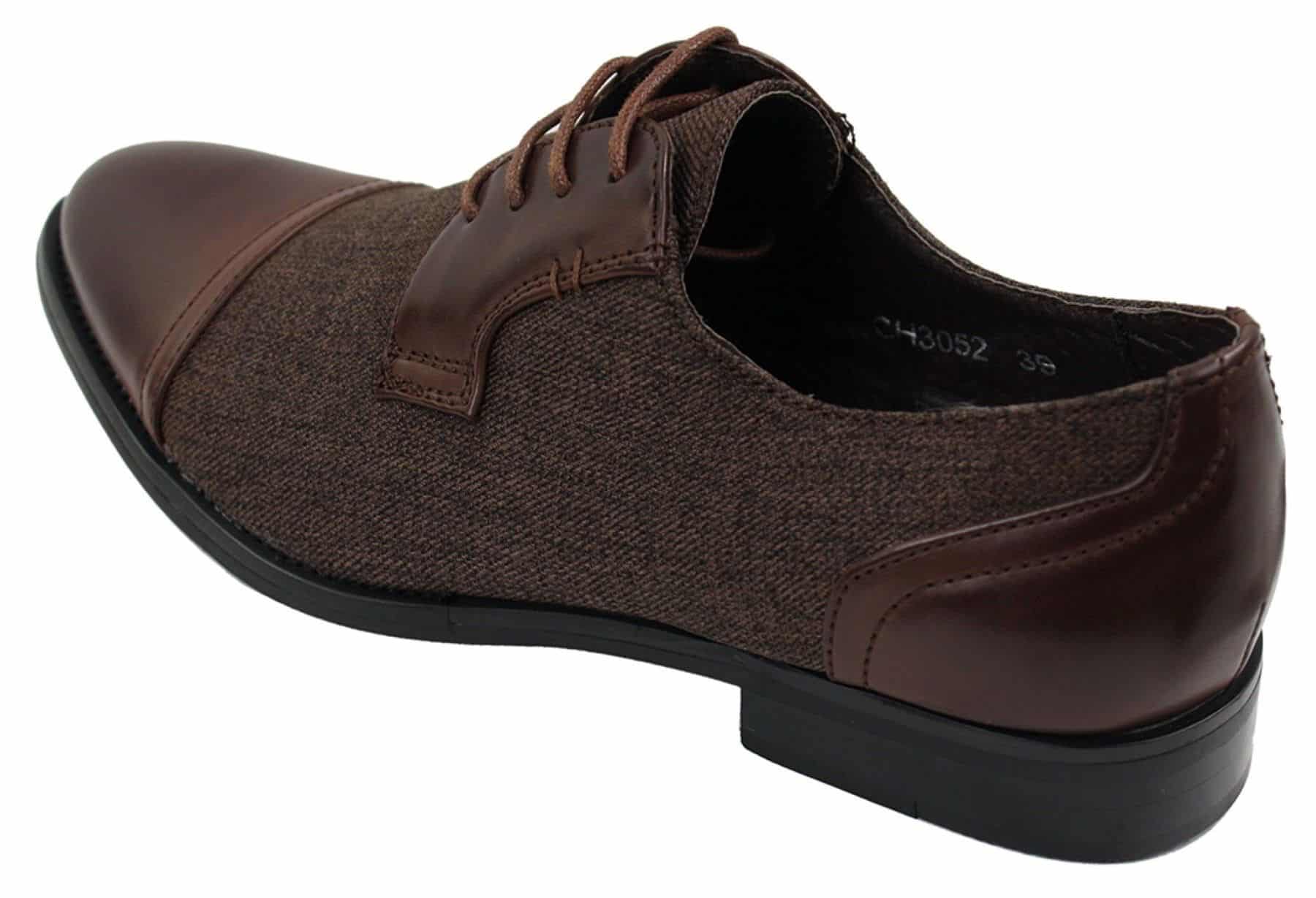 Muške elegantne ležerne cipele s vezicama od tvida i kože, vintage retro