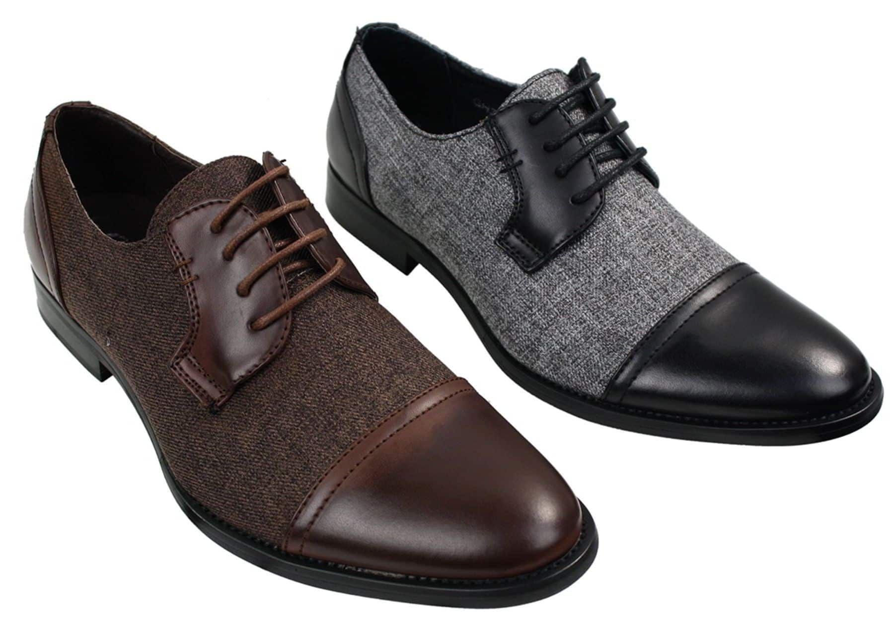 Muške elegantne ležerne cipele s vezicama od tvida i kože, vintage retro