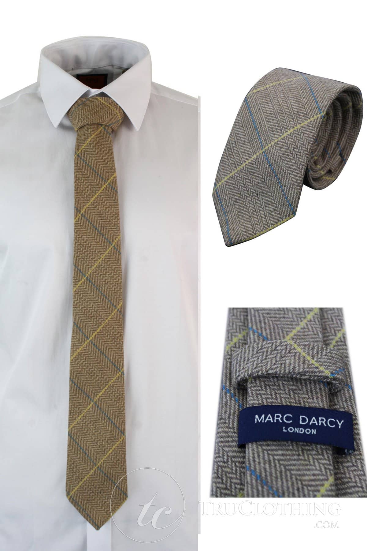 Marc Darcy muške kravate od tvida s teksturom riblje kosti, klasične vintage retro DX7