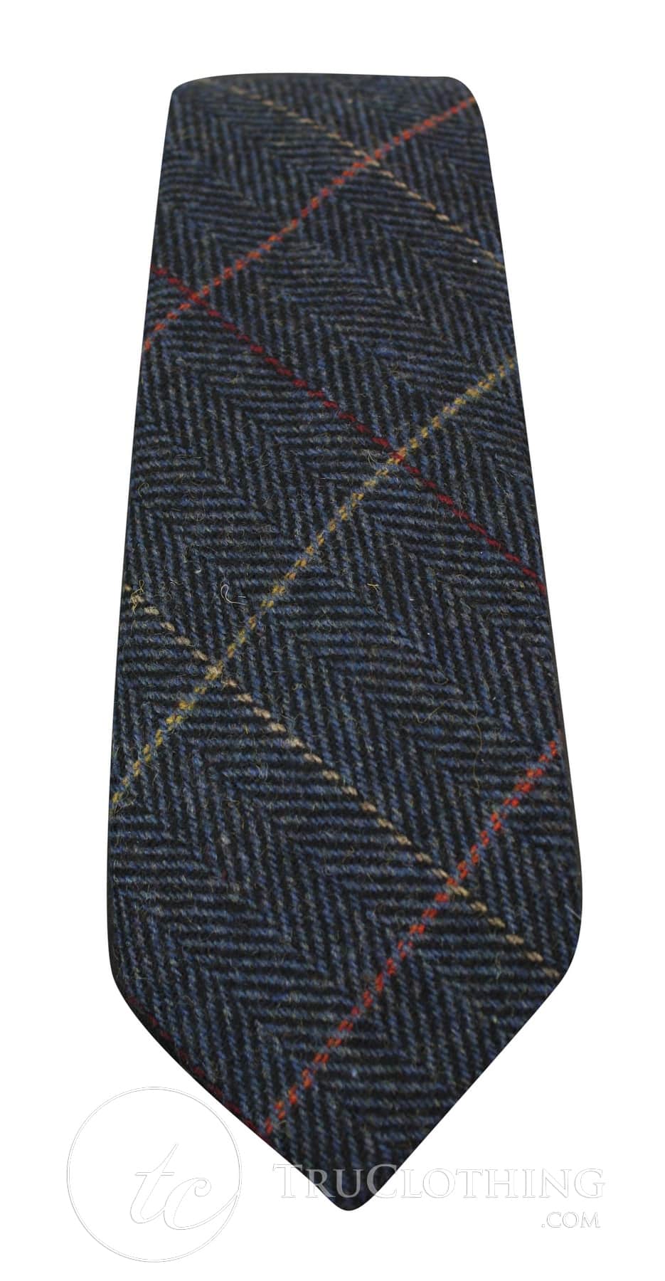 Muške kravate Marc Darcy s teksturom riblje kosti, klasične vintage retro, Eton mornarsko plave boje
