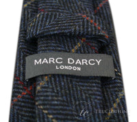 Muške kravate Marc Darcy s teksturom riblje kosti, klasične vintage retro, Eton mornarsko plave boje