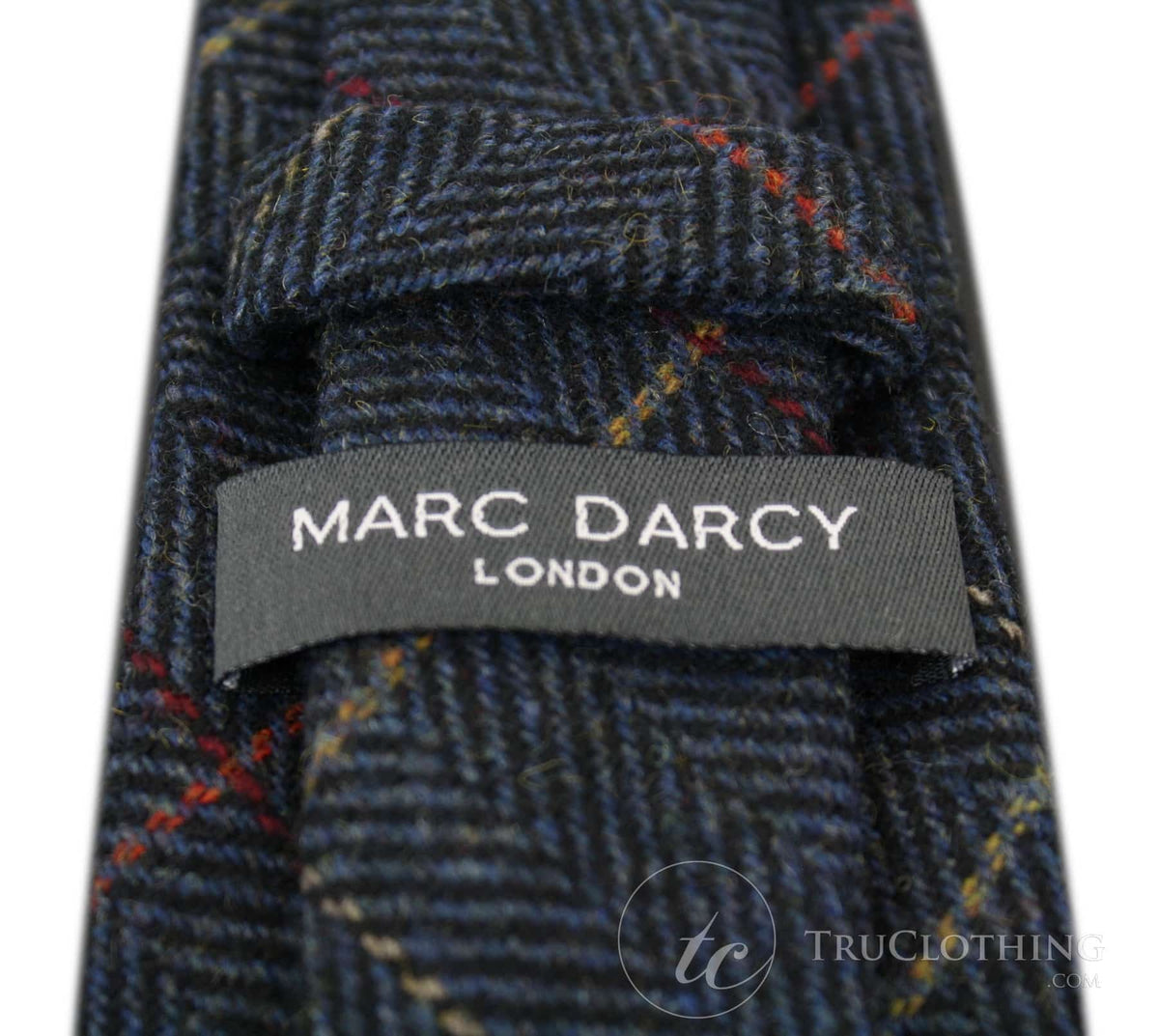 Muške kravate Marc Darcy s teksturom riblje kosti, klasične vintage retro, Eton mornarsko plave boje