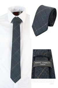 Muške kravate Marc Darcy s teksturom riblje kosti, klasične vintage retro, Scott plave
