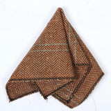 Muška kravata od mješavine vune s kariranim tvidom i uzorkom riblje kosti - hrast