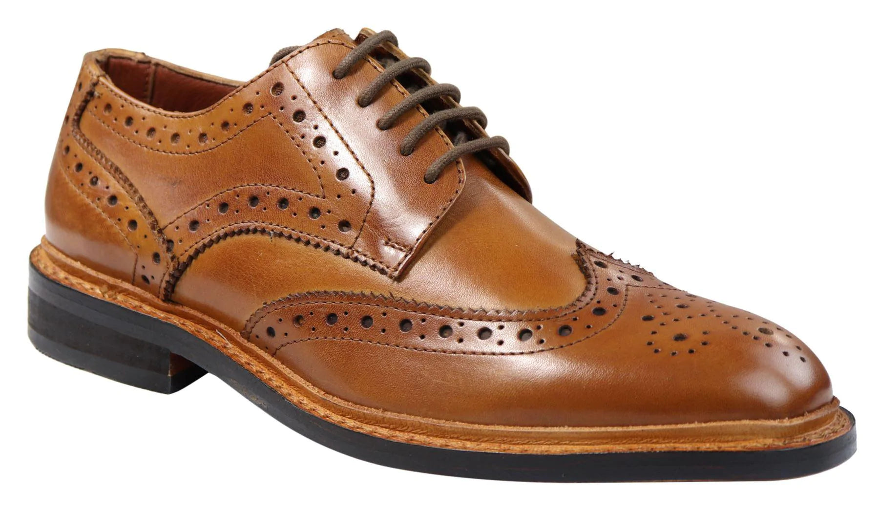 Muške Oxford Brogue cipele s vezicama, kožne Goodyear Welted, smeđe, bordo boje