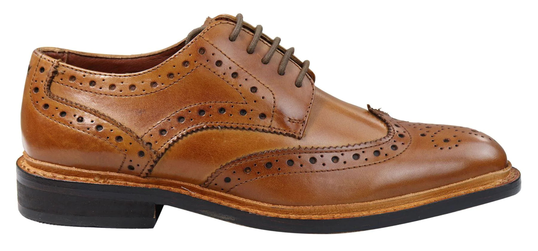 Muške Oxford Brogue cipele s vezicama, kožne Goodyear Welted, smeđe, bordo boje