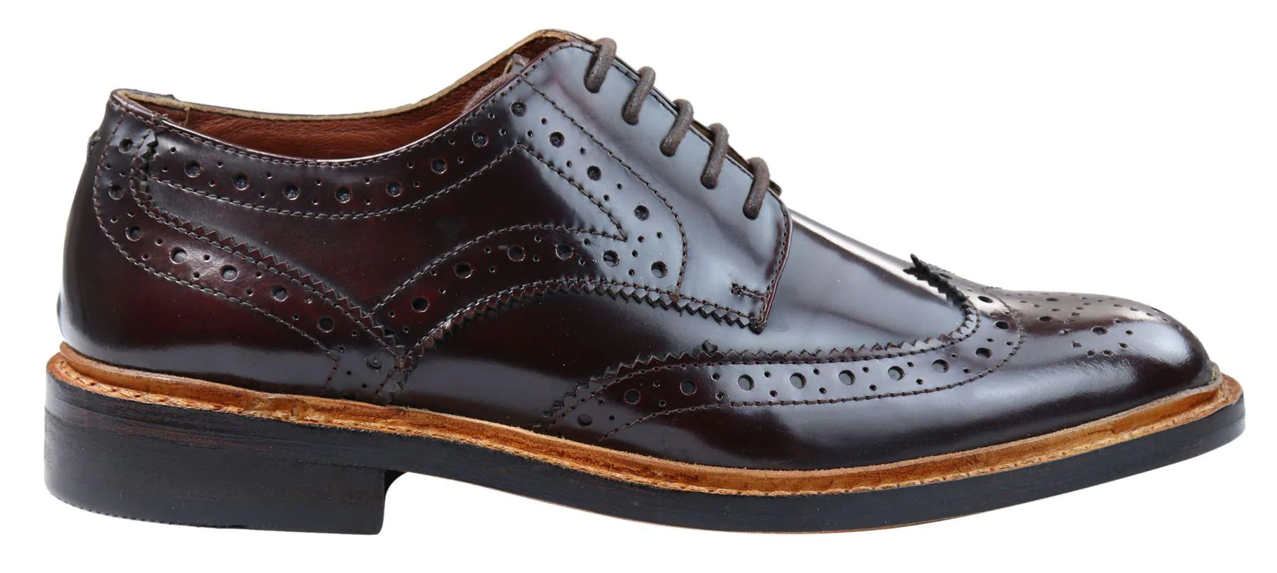 Muške Oxford Brogue cipele s vezicama, kožne Goodyear Welted, smeđe, bordo boje