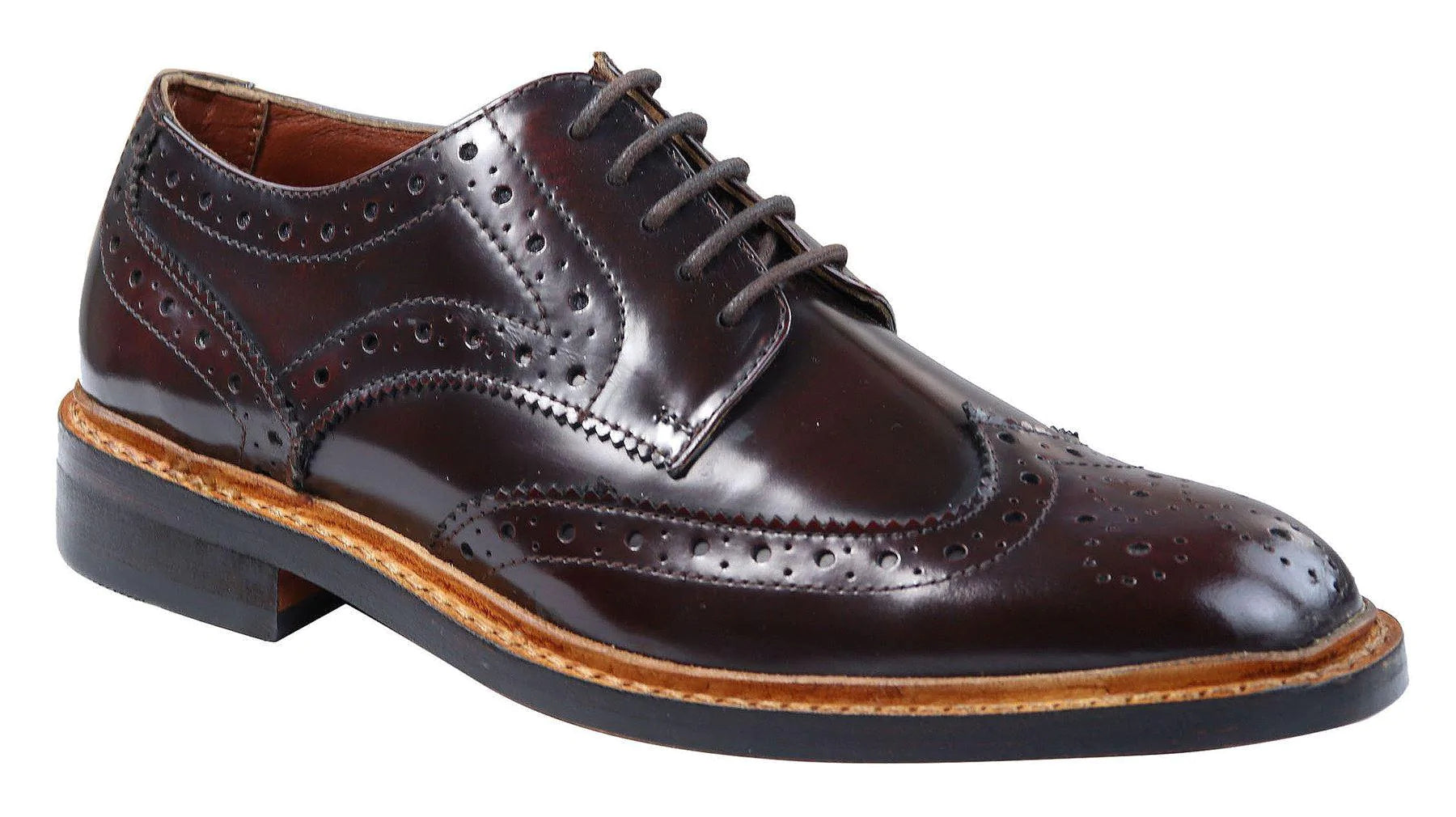 Muške Oxford Brogue cipele s vezicama, kožne Goodyear Welted, smeđe, bordo boje