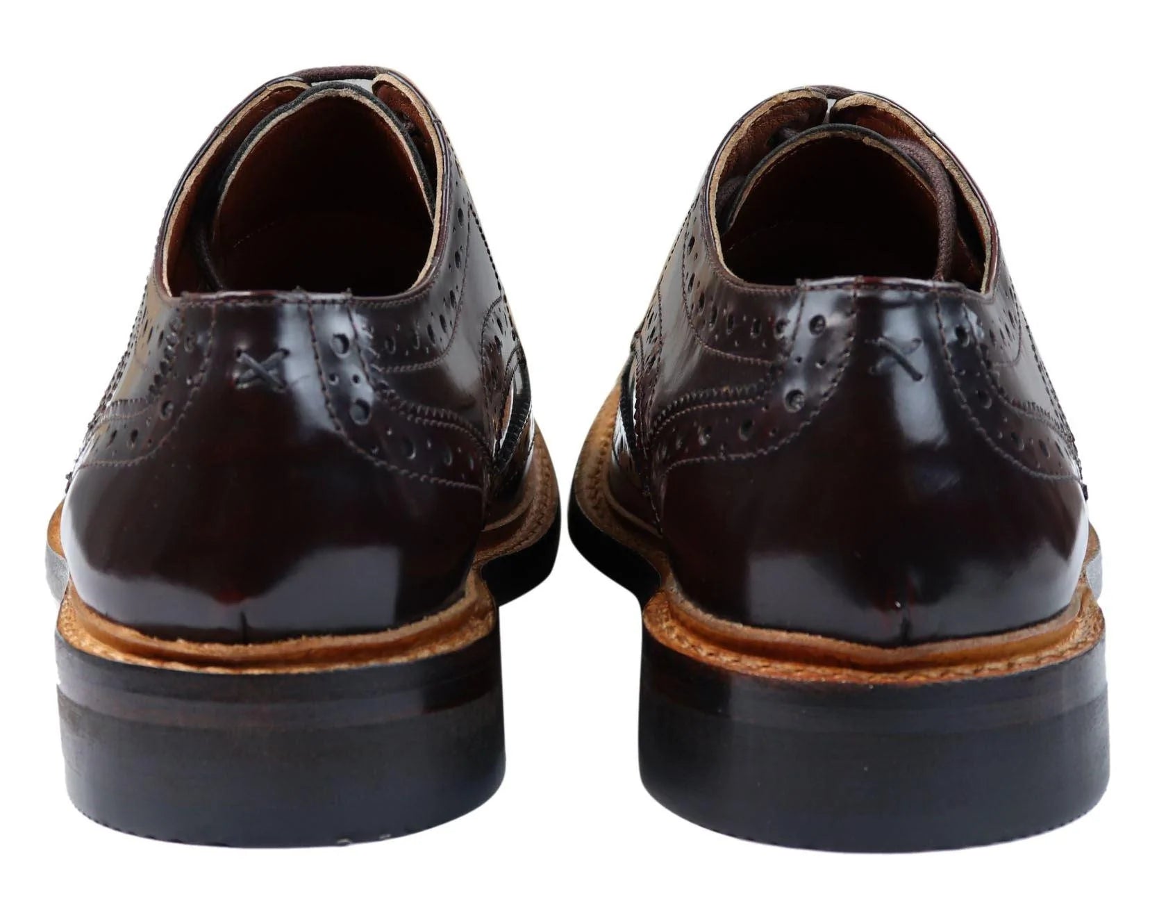 Muške Oxford Brogue cipele s vezicama, kožne Goodyear Welted, smeđe, bordo boje