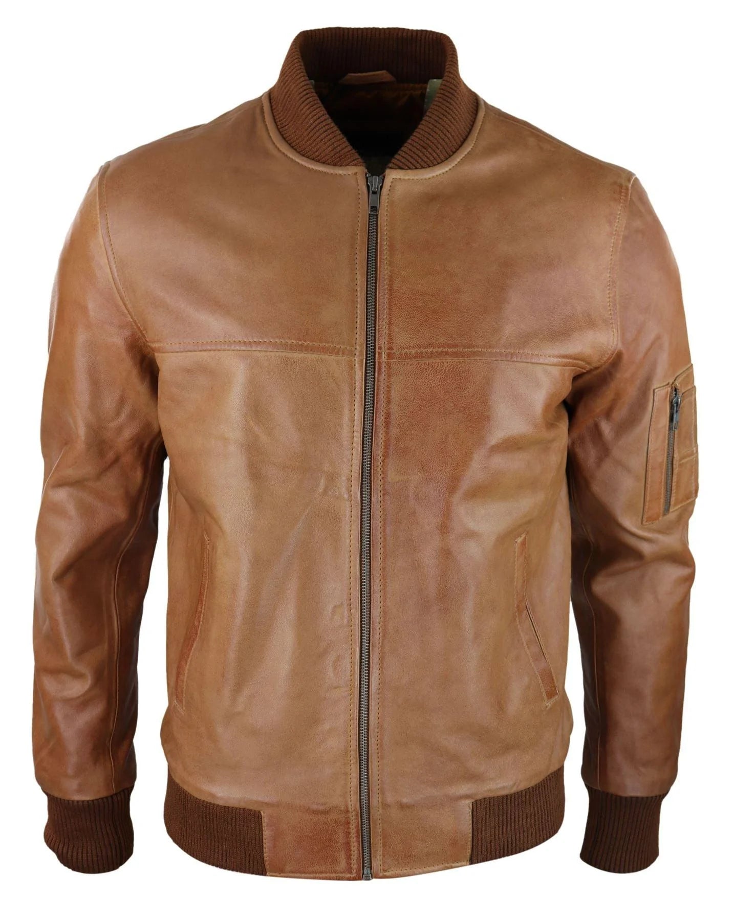 Muška bomber jakna od prave kože, kožna ležerna, Varsity Vintage, pametna i ležerna, smeđa