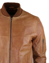 Muška bomber jakna od prave kože, kožna ležerna, Varsity Vintage, pametna i ležerna, smeđa
