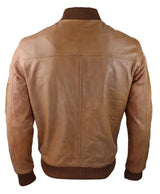 Muška bomber jakna od prave kože, kožna ležerna, Varsity Vintage, pametna i ležerna, smeđa