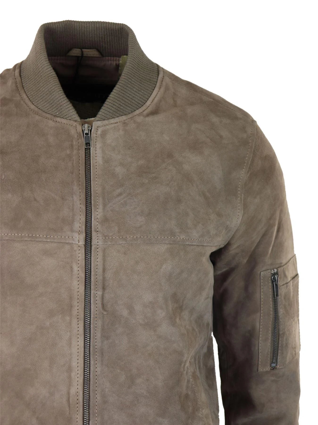 Muška bomber jakna od prave antilop kože, ležerna, Varsity Vintage, elegantna, bež
