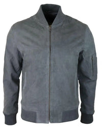 Muška bomber jakna od prave antilop kože, ležerna, Varsity Vintage, pametna i ležerna, siva