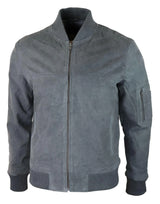 Muška bomber jakna od prave antilop kože, ležerna, Varsity Vintage, pametna i ležerna, siva