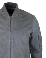 Muška bomber jakna od prave antilop kože, ležerna, Varsity Vintage, pametna i ležerna, siva