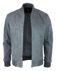 Muška bomber jakna od prave antilop kože, ležerna, Varsity Vintage, pametna i ležerna, siva