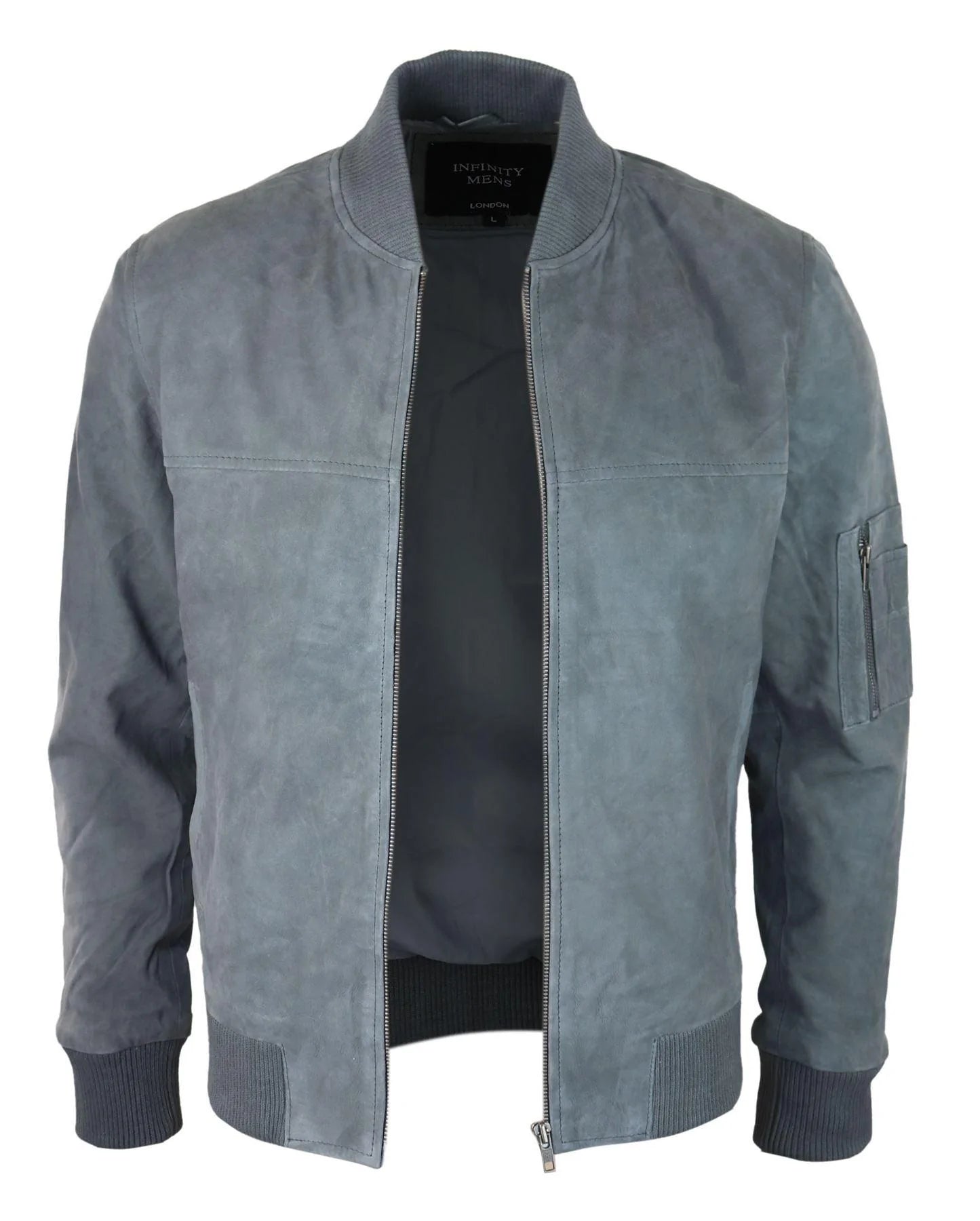 Muška bomber jakna od prave antilop kože, ležerna, Varsity Vintage, pametna i ležerna, siva