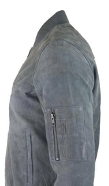 Muška bomber jakna od prave antilop kože, ležerna, Varsity Vintage, pametna i ležerna, siva