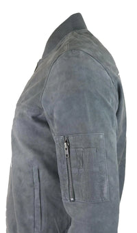 Muška bomber jakna od prave antilop kože, ležerna, Varsity Vintage, pametna i ležerna, siva