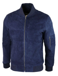 Muška bomber jakna od prave antilop kože, ležerna, Varsity Vintage, elegantna, tamnoplava