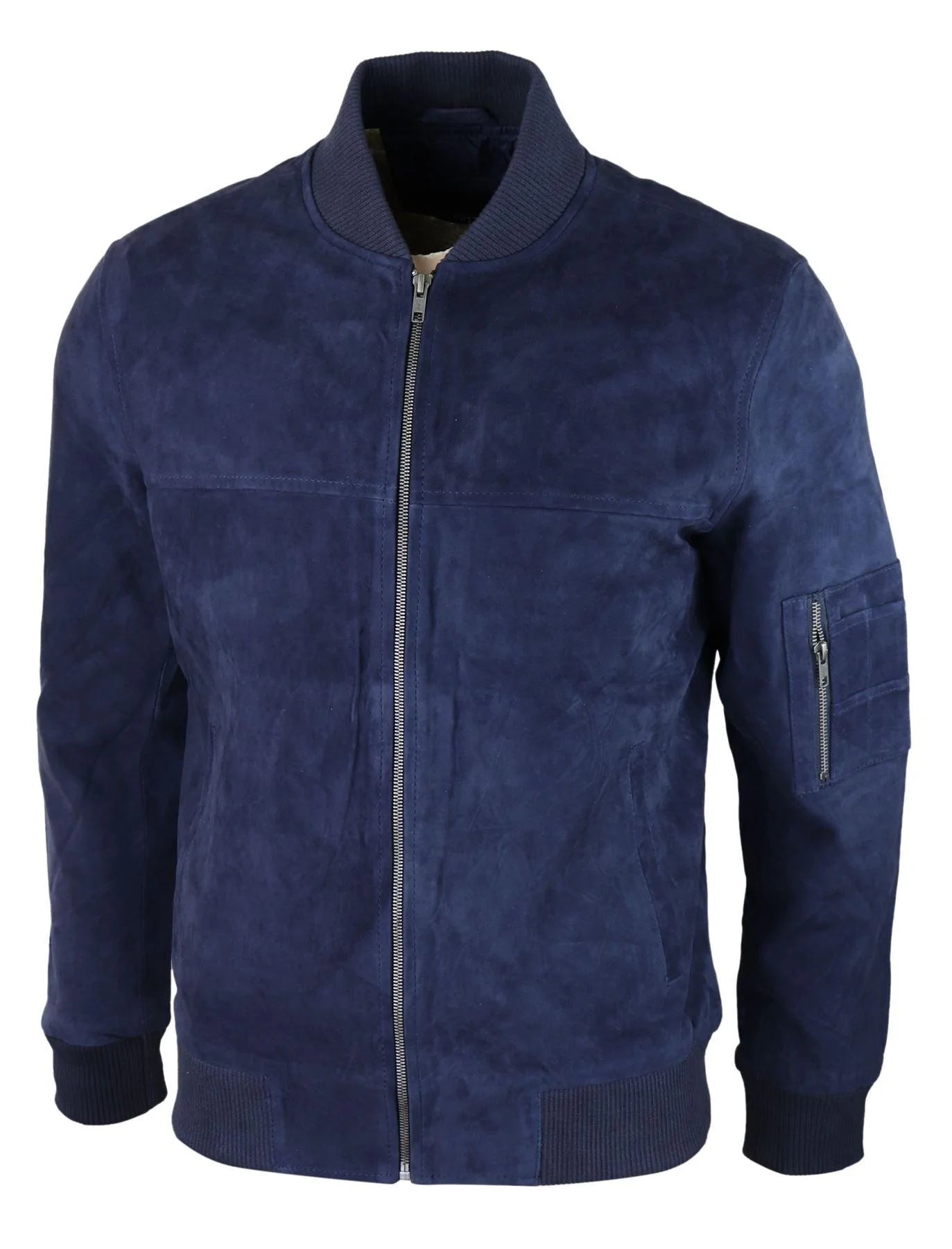 Muška bomber jakna od prave antilop kože, ležerna, Varsity Vintage, elegantna, tamnoplava