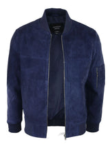 Muška bomber jakna od prave antilop kože, ležerna, Varsity Vintage, elegantna, tamnoplava